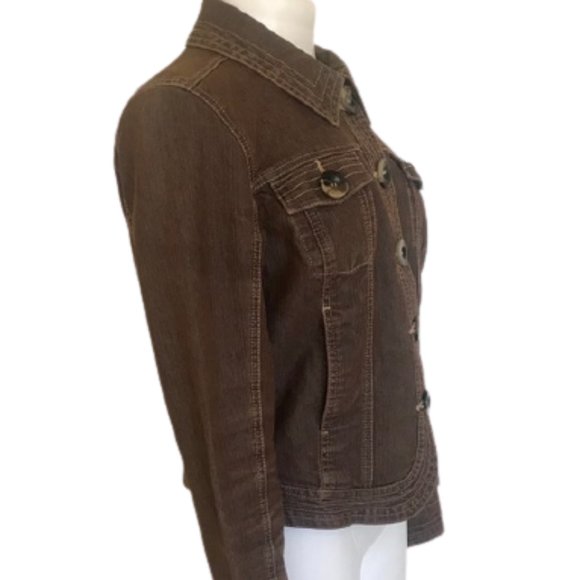 DRESSBARN Brown Fade Jean Button Down Jacket - Picture 4 of 6